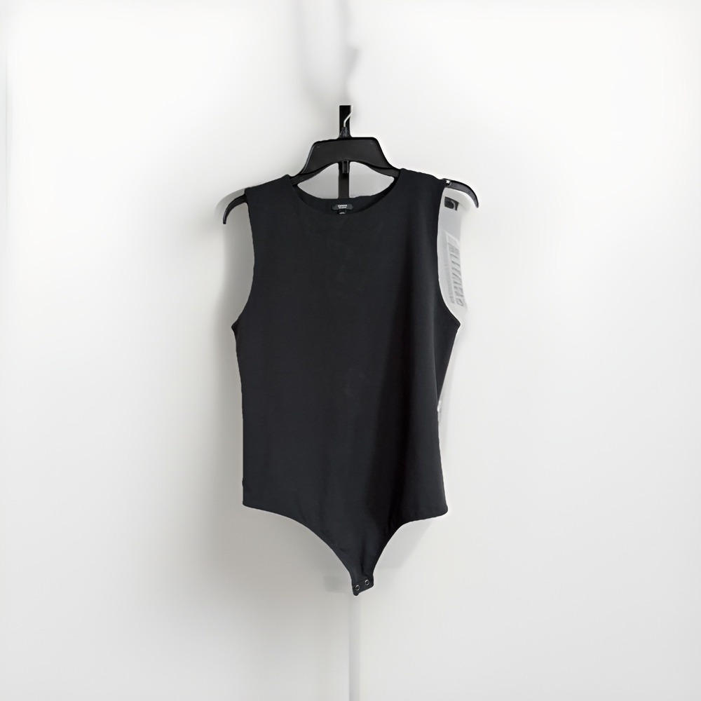 EXPRESS‎ womens bodysuit stretch BLACK body contour LARGE EUC A12